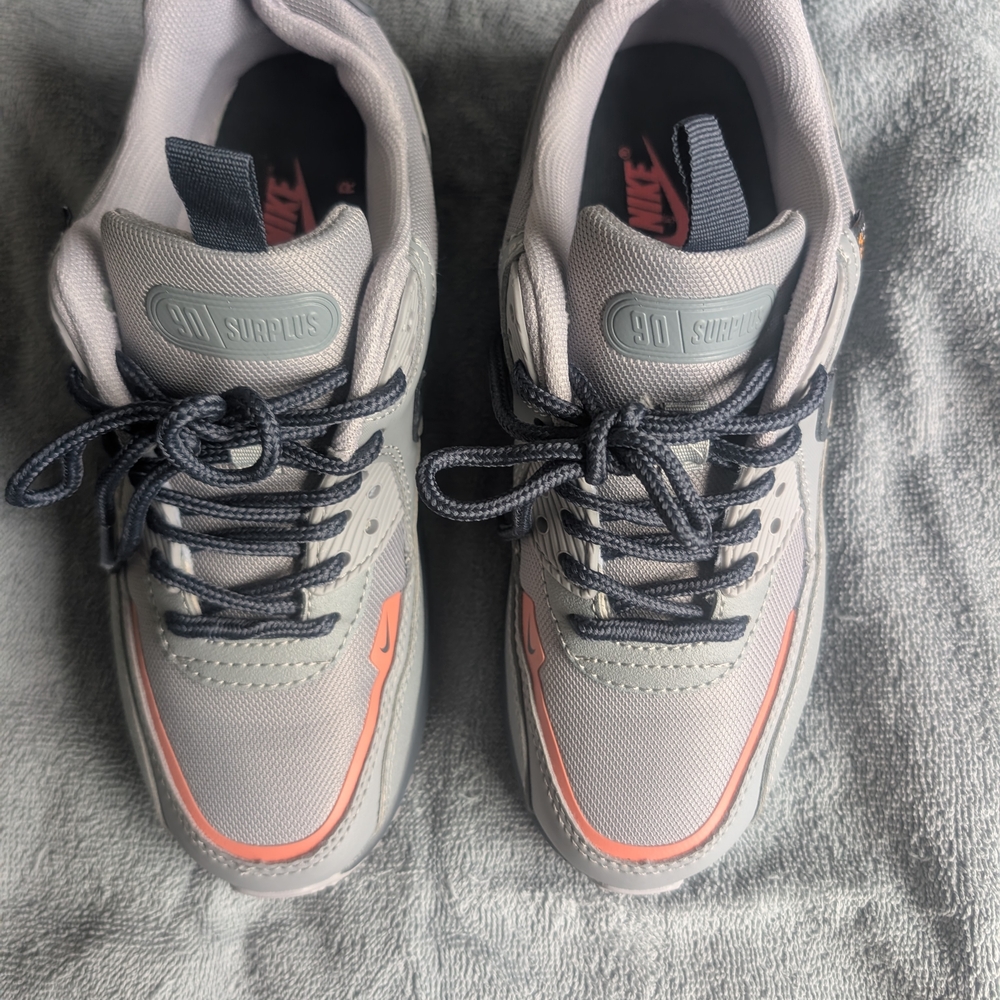 Nike Air Max 90 Surplus Gray and Orange Sneakers